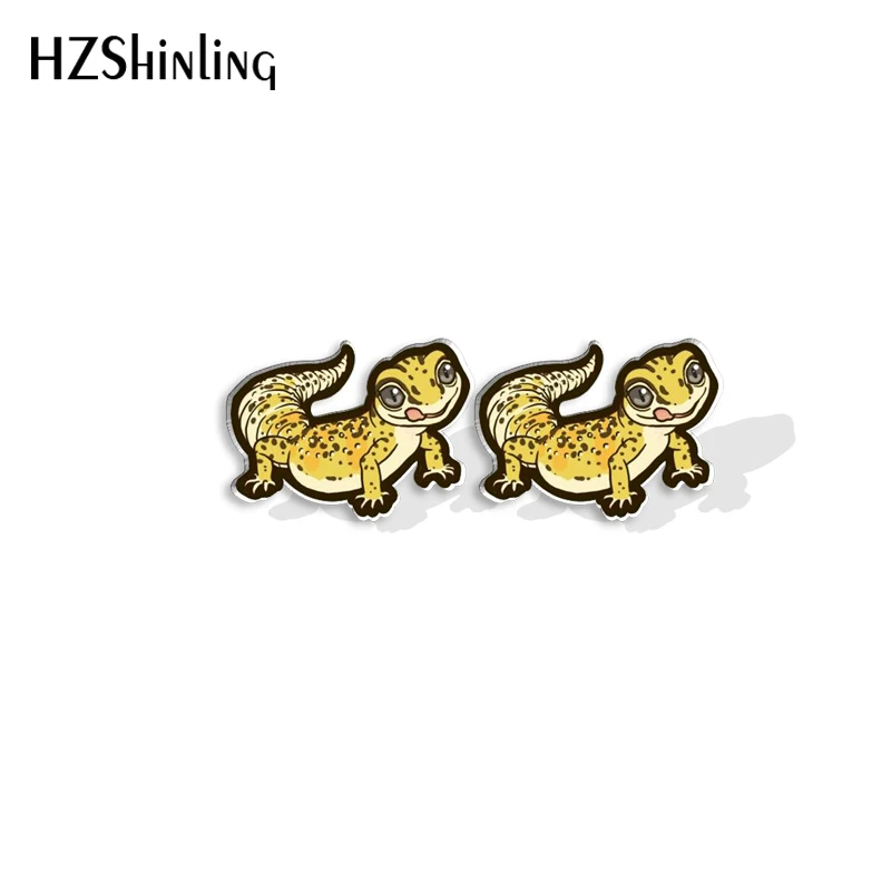 2023 New Leopard Gecko Stud Earring Reptile Acrylic Resin Earrings Epoxy Handmade Jewelry Gifts Friends