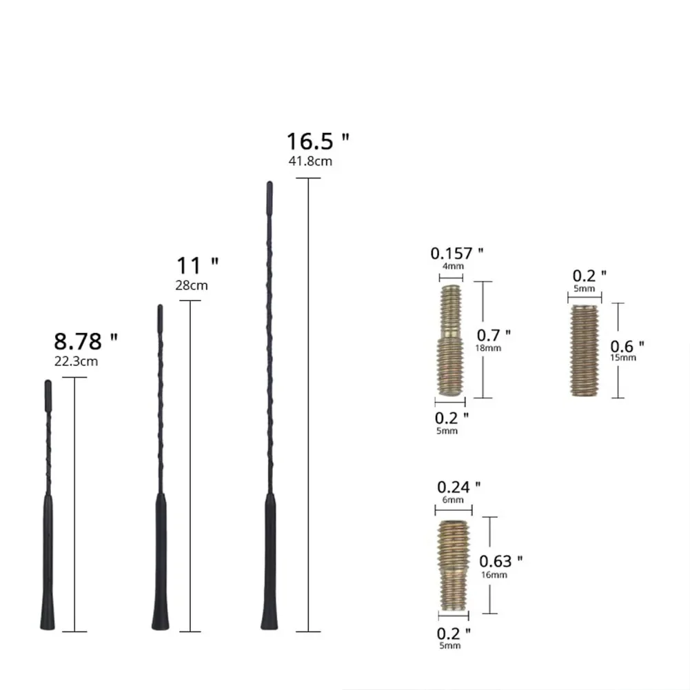 Antena estéreo para mástil de techo de coche, Radio AM/FM, Tornillo Aéreo negro, Universal, 9/11/16 pulgadas, señal mejorada, pieza de repuesto automática