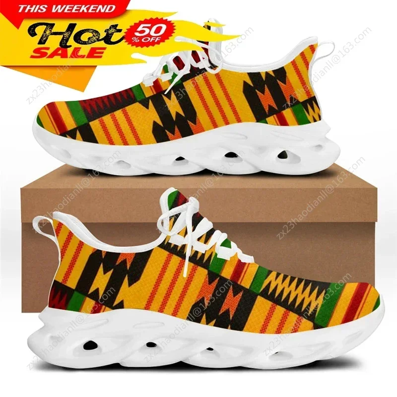 African Ethnic Tribal Pattern Sneaker for Male  New Men's Fashion Flex Control Running Shoes Lace-up Footwear view 5