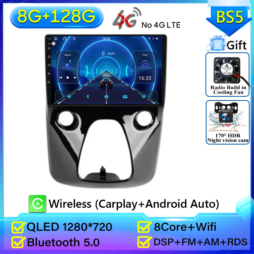 Voor Toyota Aygo Peugeot 108 Citroen C1 2016-2020 Autoradio Android 16 Navigatie GPS Android Auto Stereo Carplay scherm Unit 2 K
