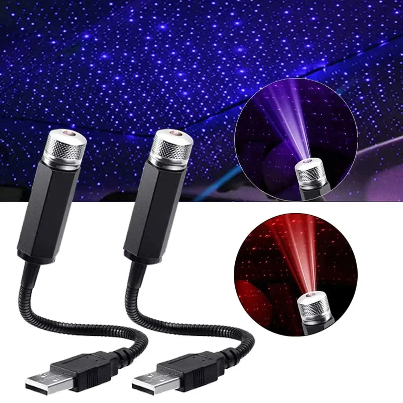 LED Car Roof Star Night Light Projector Atmosphere Galaxy Lamp USB Decorative Lamp Auto Roof Room Ceiling Starry Sky Night Light