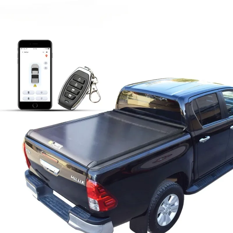 YTPIONEER Truck Bed Cover Aluminum Hard Retractable Pickup Electric Tonneau  for Hilux Revo 2005-2023 Black