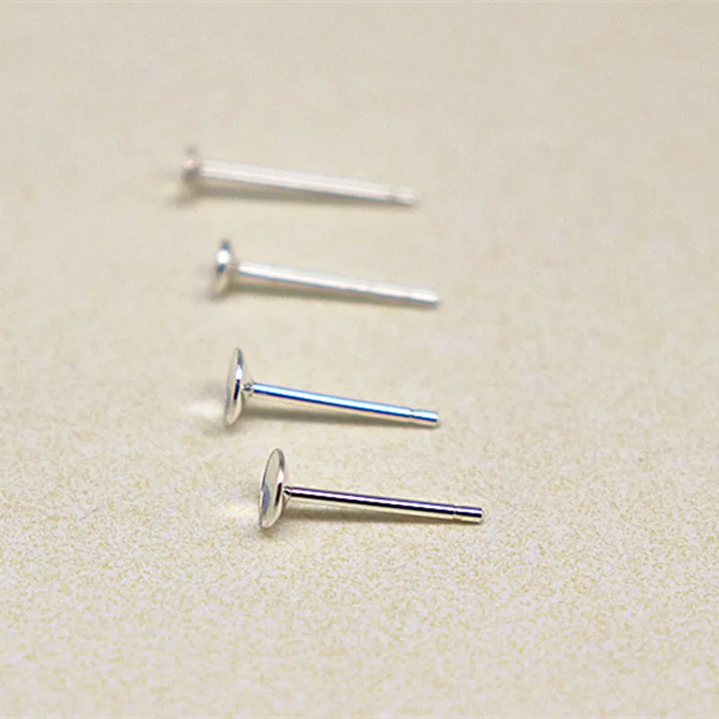 1Pair Solid 925 Sterling Silver Earring Post for Jewelry Making DIY Accessories with Cupped Pad for Pear Beads