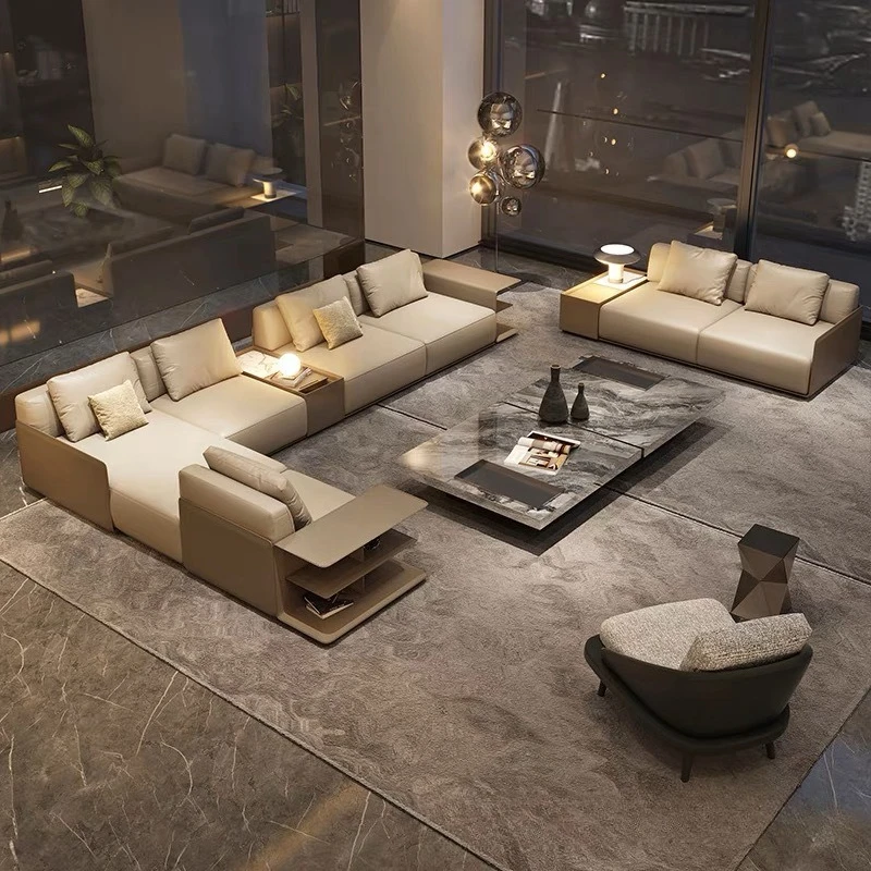 Sofa Italian minimalist leather curved living room furniture special-shaped