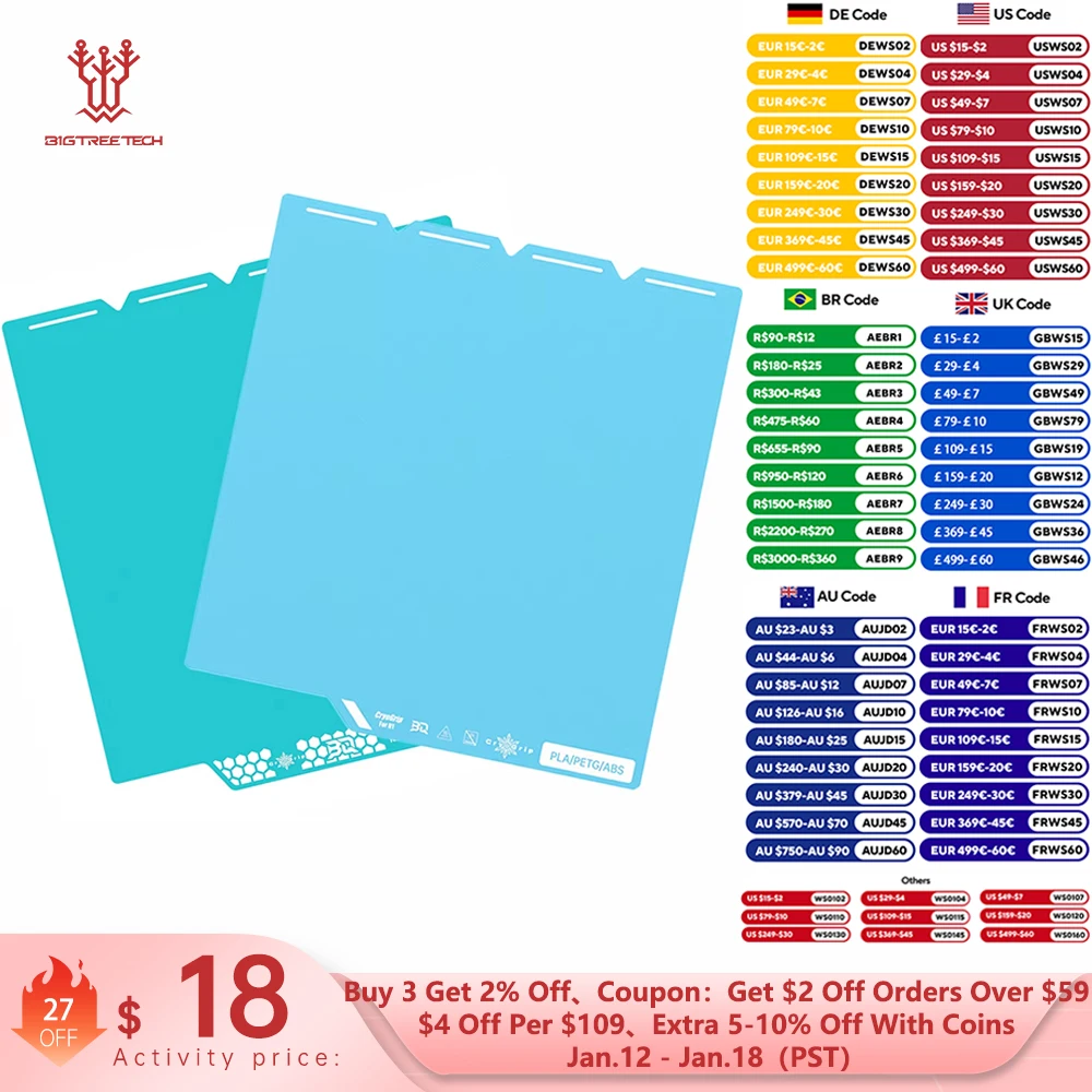 BIGTREETECH CryoGrip Pro Cool Plate Frostbite/Glacier Sheet Spring Steel For Snapmaker U1 Elegoo Centauri Carbon