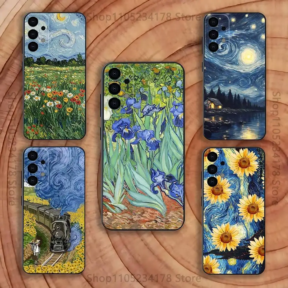 

V-Van gogh paintings flowers Phone Case for Samsung S24 S22 S25 Ultra S9 S20 FE S23 Plus S10 S21 Shockproof Funda Cover