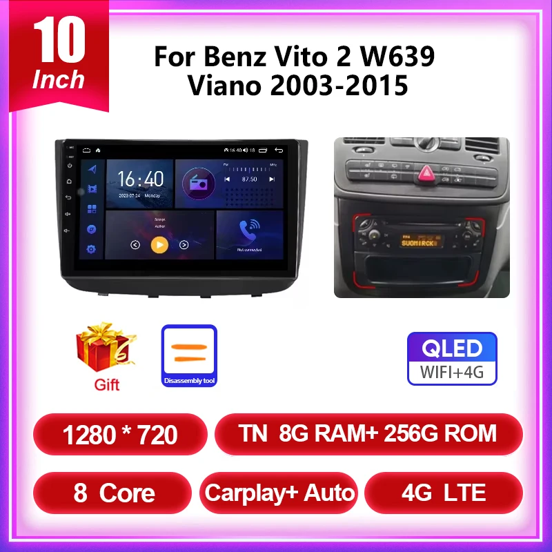 Fuluku Android Carplay Autoradio Voor Mercedes W169, W245, B-klasse, Vito, Viano & Sprinter – Eenvoudig In Te Bouwen