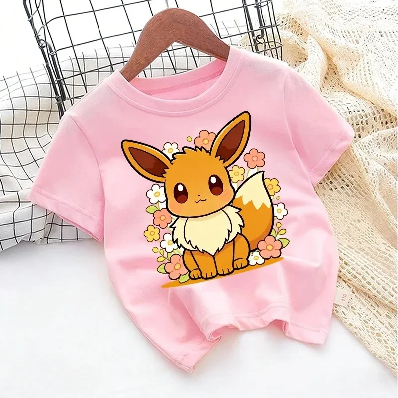Children's Pure Cotton T-shirt with Pokémon Jigglypuff Design, Suitable for Summer 2026, Loose-fitting Top for Girls, Y2K Style.
