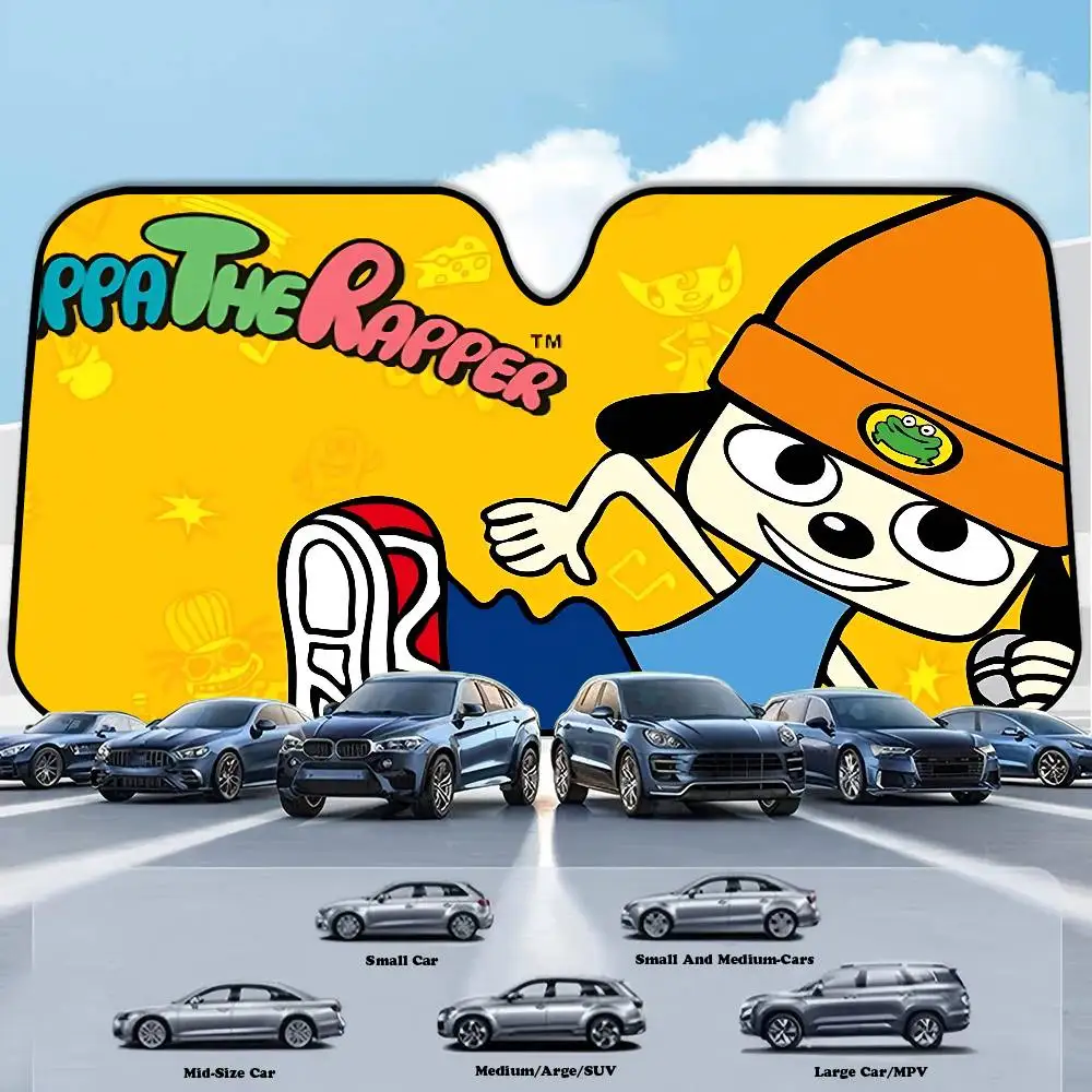 Jogo clássico p-parappa t-the r-raper carro sol sombra pára-brisa chocado janela dianteira do carro toldos capa manter o veículo legal uv