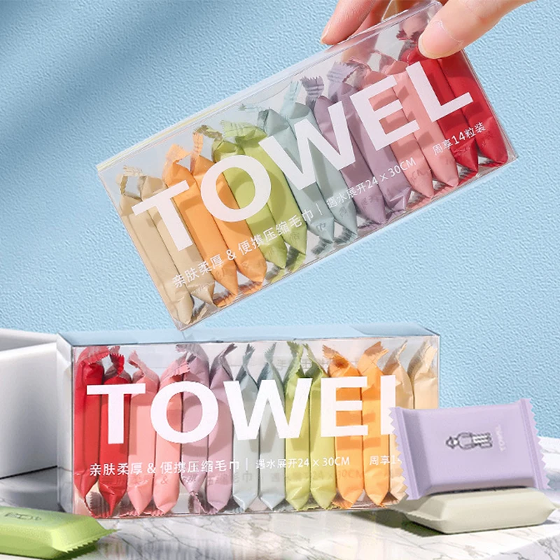 24x30CM 7/14pcs Compressed Towel Travel Portable Disposable Washcloth Tablets Face Cleaning Wet Wipe Outdoor Moistened Tissues