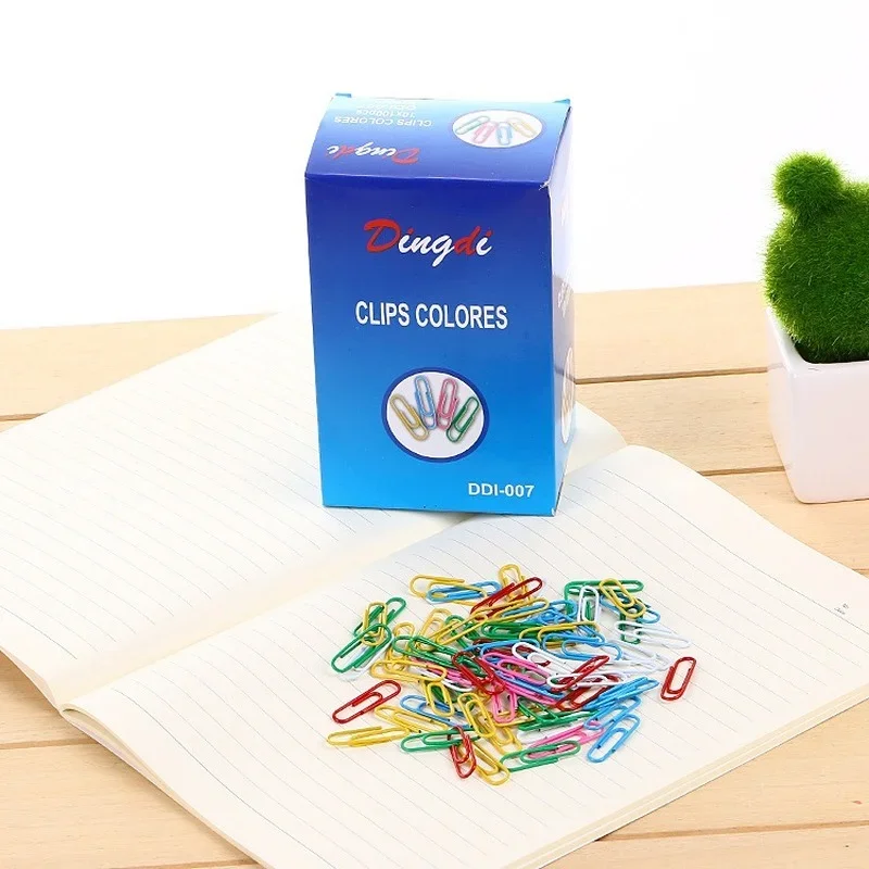 70pcs/box Rainbow Colored Paper Clip Metal Clips Memo Clip Bookmarks Stationery Office Accessories School Supplies