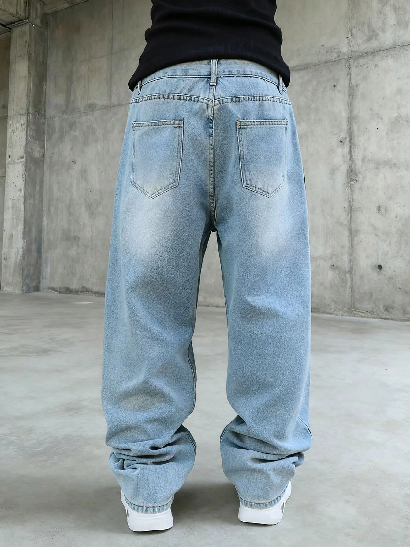 Y2K American Street Trend Style Stretch Solid Distressed Pocket Casual Jeans, Perfect Gift For Husband And Lover