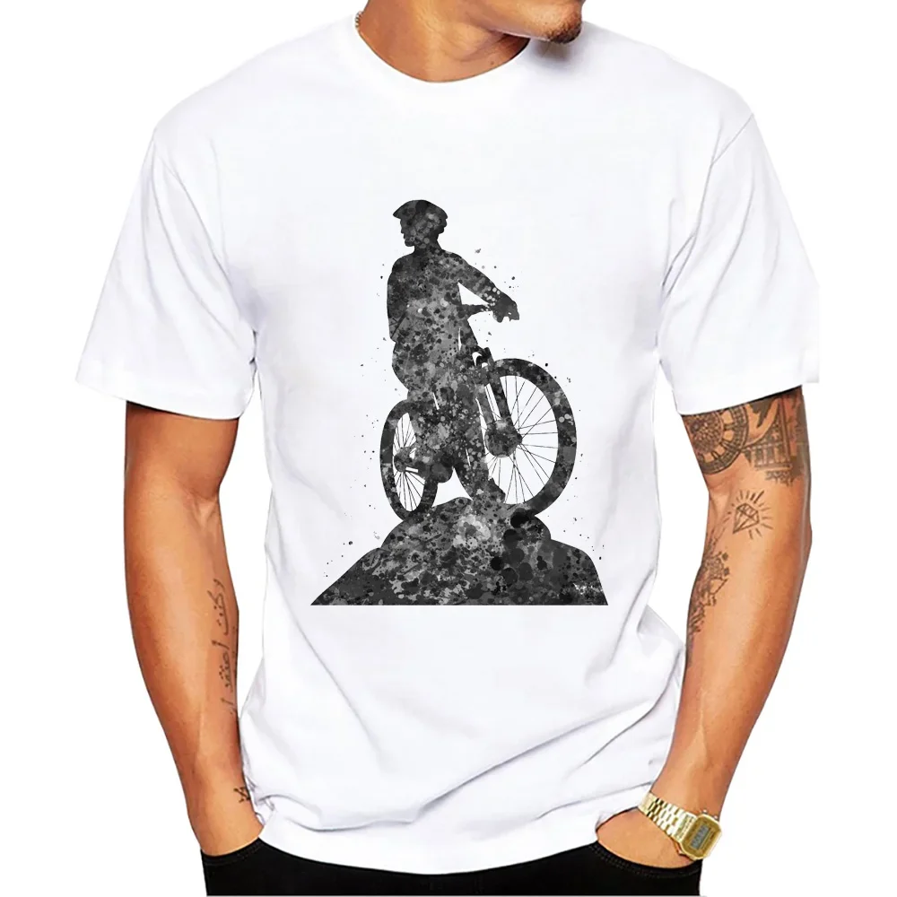 Vintage MTB Men T-Shirts Boy Riding Bicycle Print Short Sleeve T-Shirt Cycling Sport Tops Funny Retro Gravel Tees