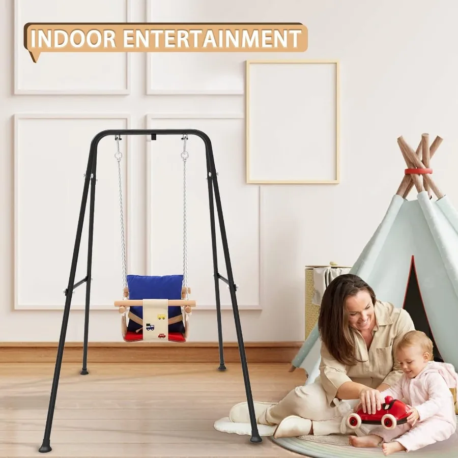 Support de balançoire à cadre en A en métal, ensemble de balançoire robuste pour l'intérieur et l'extérieur, Compatible avec la plupart des balançoires pour tout-petits
