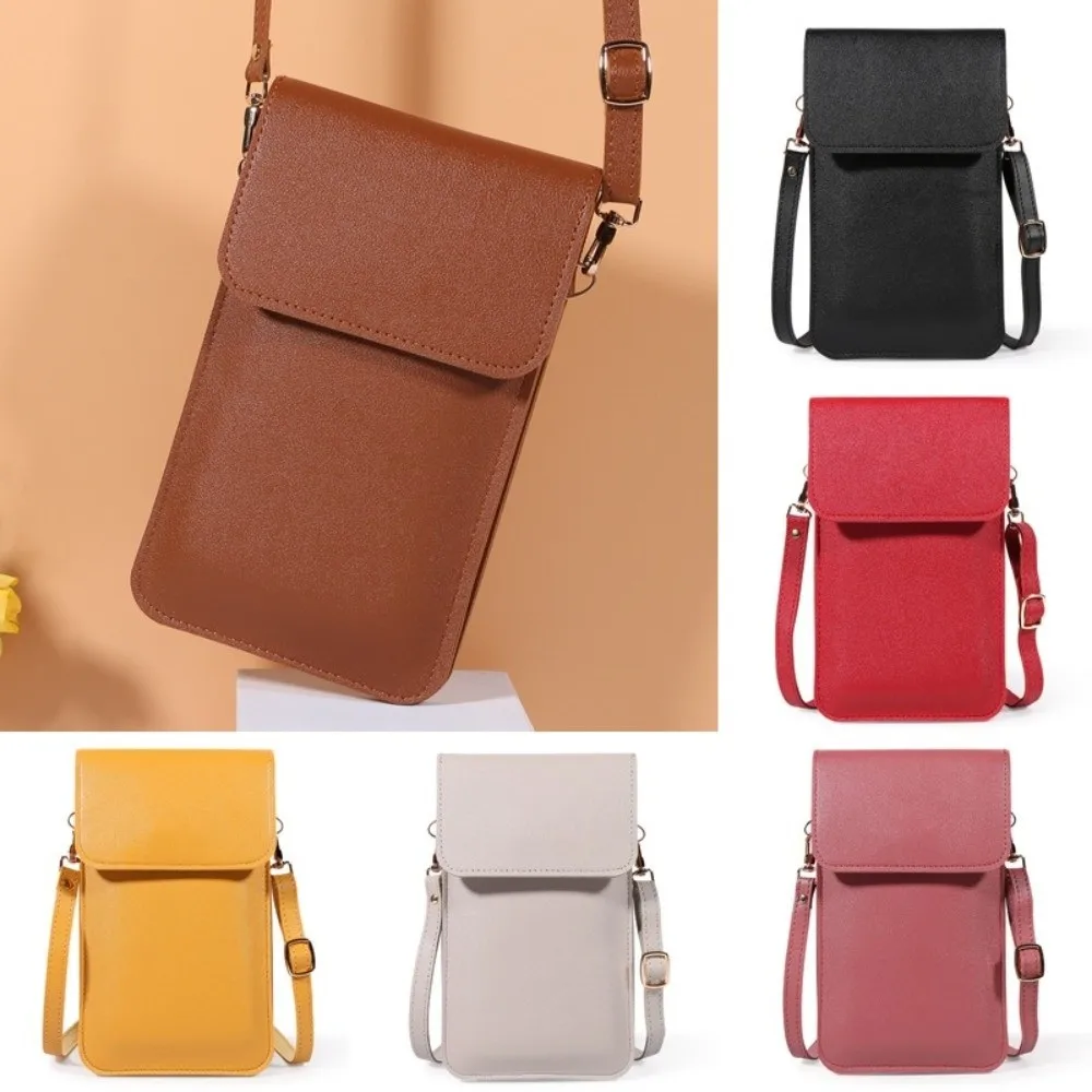 PU Leather Touch Screen Phone Bag Zipper Flap Large Capacity RFID Anti Theft Purse Multifunctional Wallet Shoulder Bag