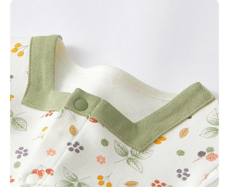 Baby Rompers Comfortable Cotton Onesie Pastoral Style Small Floral Crawling Clothes Outer Wear Small Square Collar Fashionable