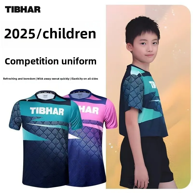 

Tall and straight children's table tennis competition suit set, quick drying breathable short sleeved sportswear training suit