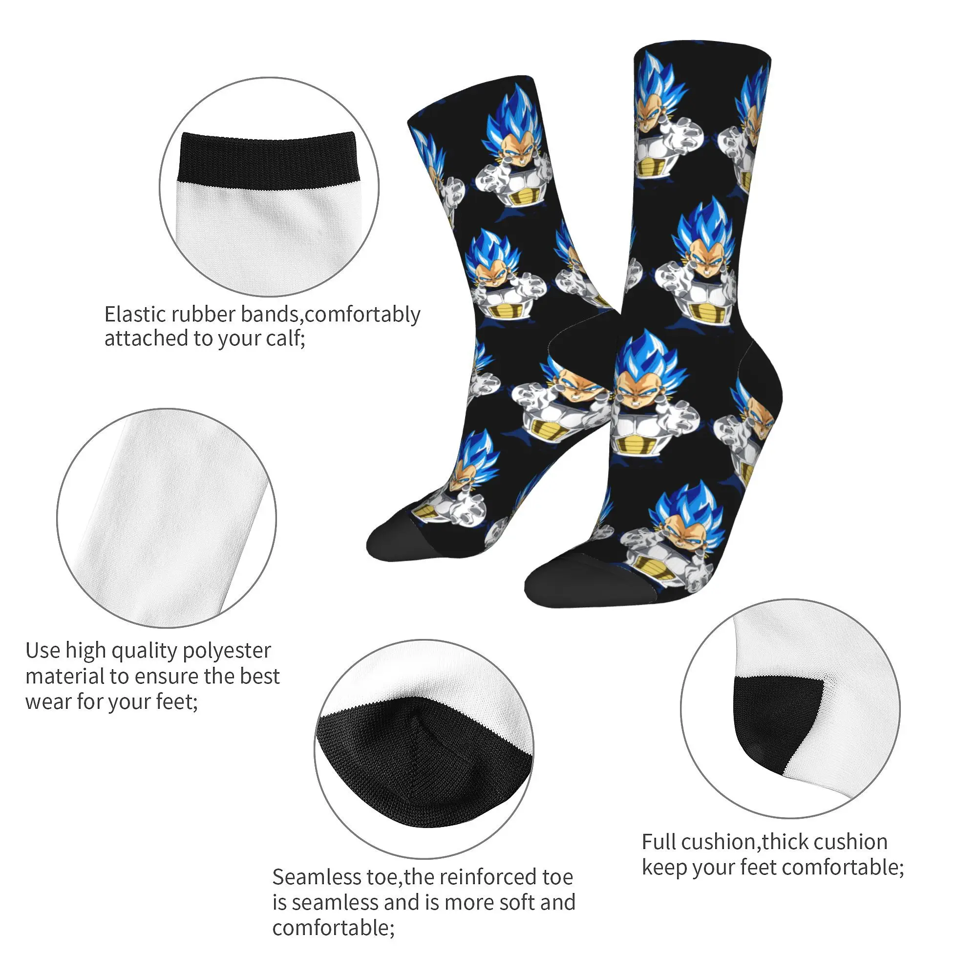 Crazy Design Vegeta Ascended Super Saiyan Blue Football Socks Dbz Dragon Ball Polyester Middle Tube Socks Sweat Absorbing