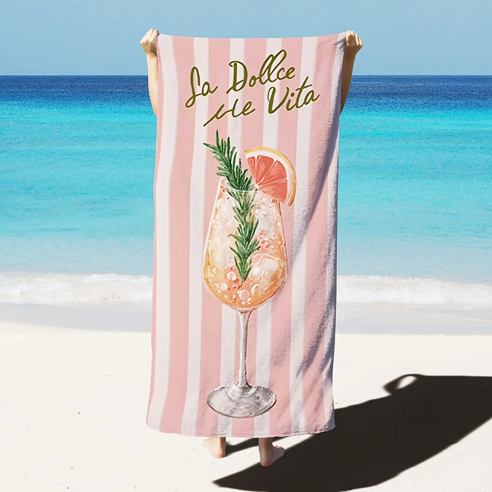 La Dolce Vita Holiday Element Striped Print Quick Dry Sand Resistant Microfiber Beach Bath Towel