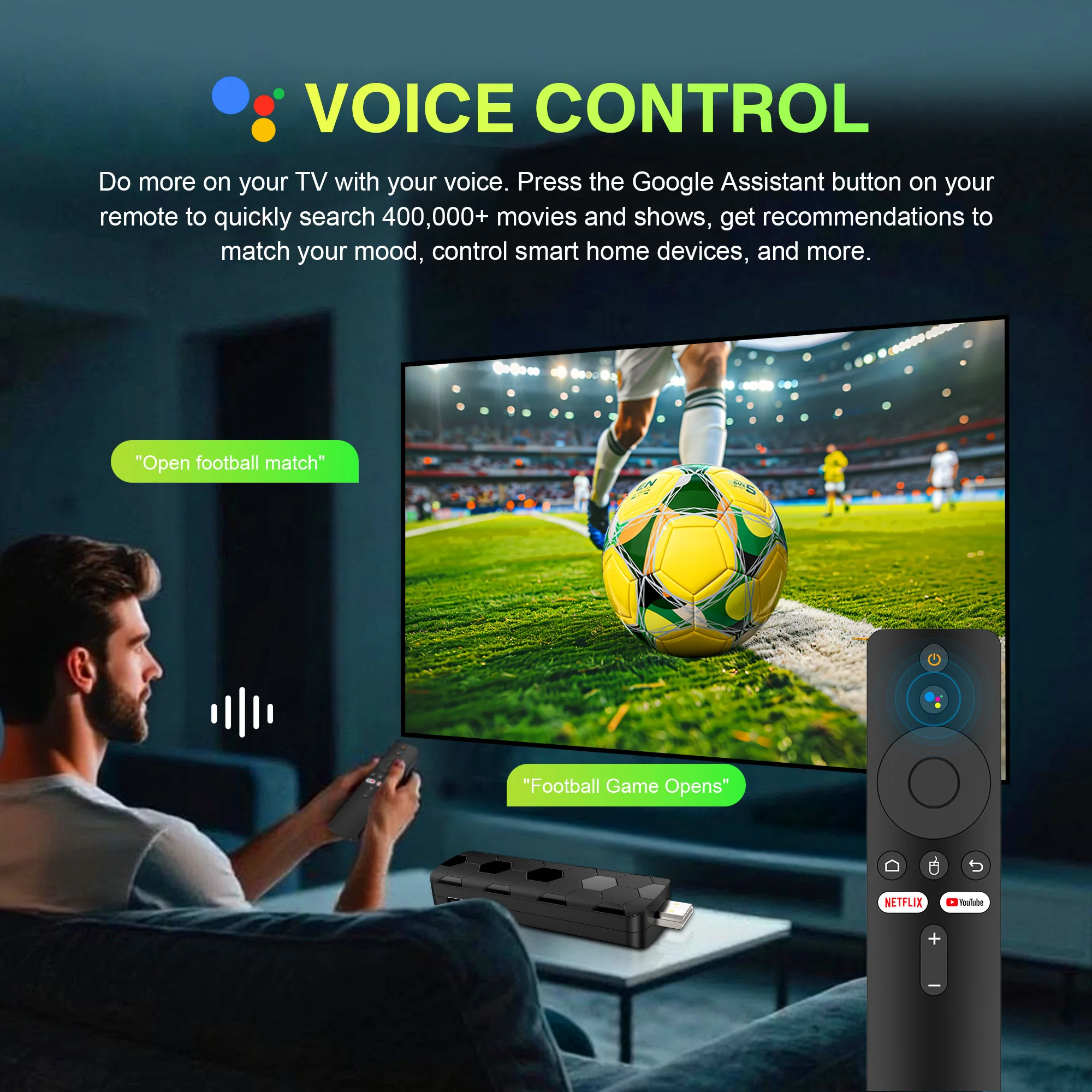 جهاز Android Dual UI TV Stick Mortal R3+ الإصدار العالمي جهاز التحكم عن بعد الصوتي Android14 4K Video Wifi6 Netflix YouTube عصا التلفزيون سريعة البث