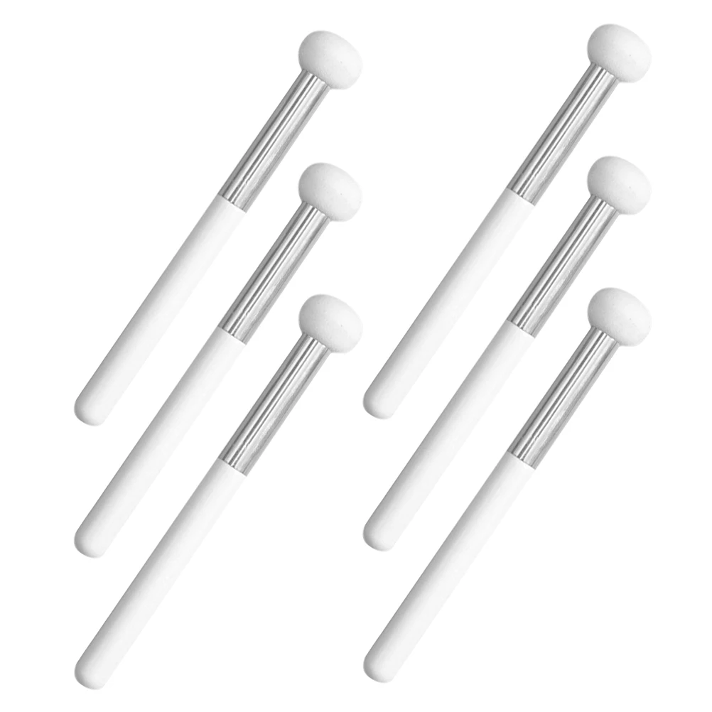 6Pcs Makeup Concealer Brush with Wood Handle Mushroom Shape Sponge Applicator for Eyelids Nose Facial Full Coverage