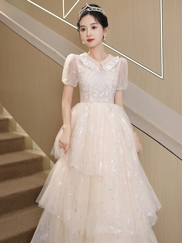 

Ele Adult Ceremony Evening Gown Women's 2025 New High-End Lightweight Princ Sle High School Junior Prom Dr