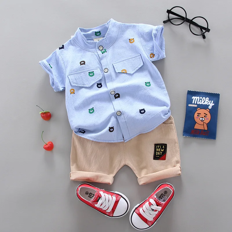 2024 Summer Casual Clothes Fashion Baby Boy\'s Suit Set Top Shorts 2PCS Baby Clothing Set For Boys Infant Suits Kids Clothes