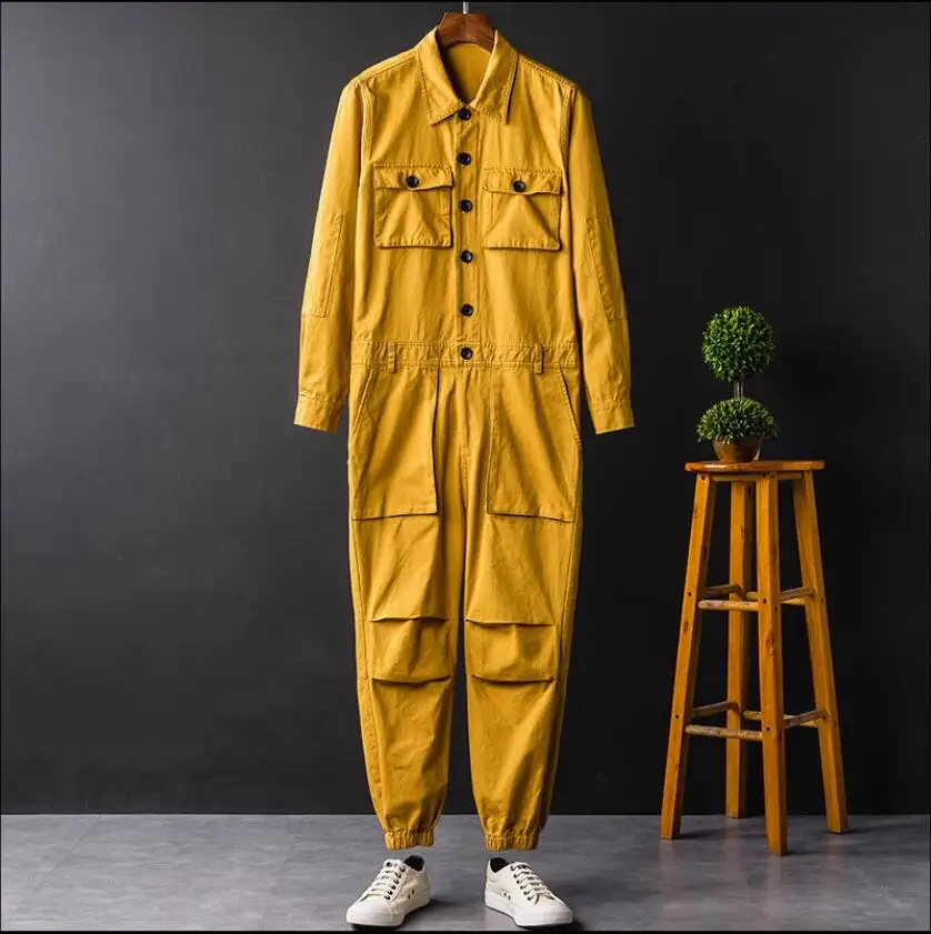 S-5XL Spring And Autumn Japanese Straight Leg Casual Fashion Overalls Men And Women All-in-One Performance Jumpsuit Set