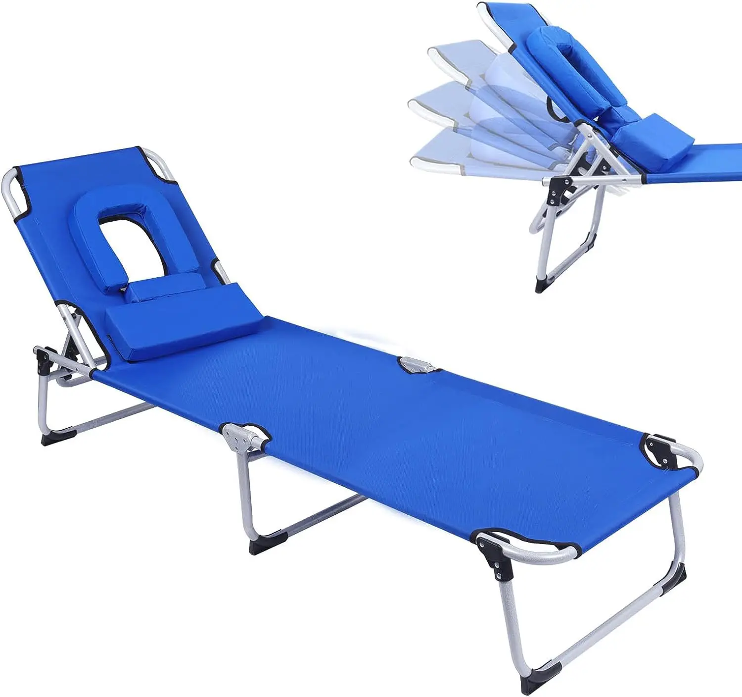 Factory Price Adjustable Backrest Portable Lounge Folding Sea Bed Sun Lounger Recliner Beach Chairs For Outdoor