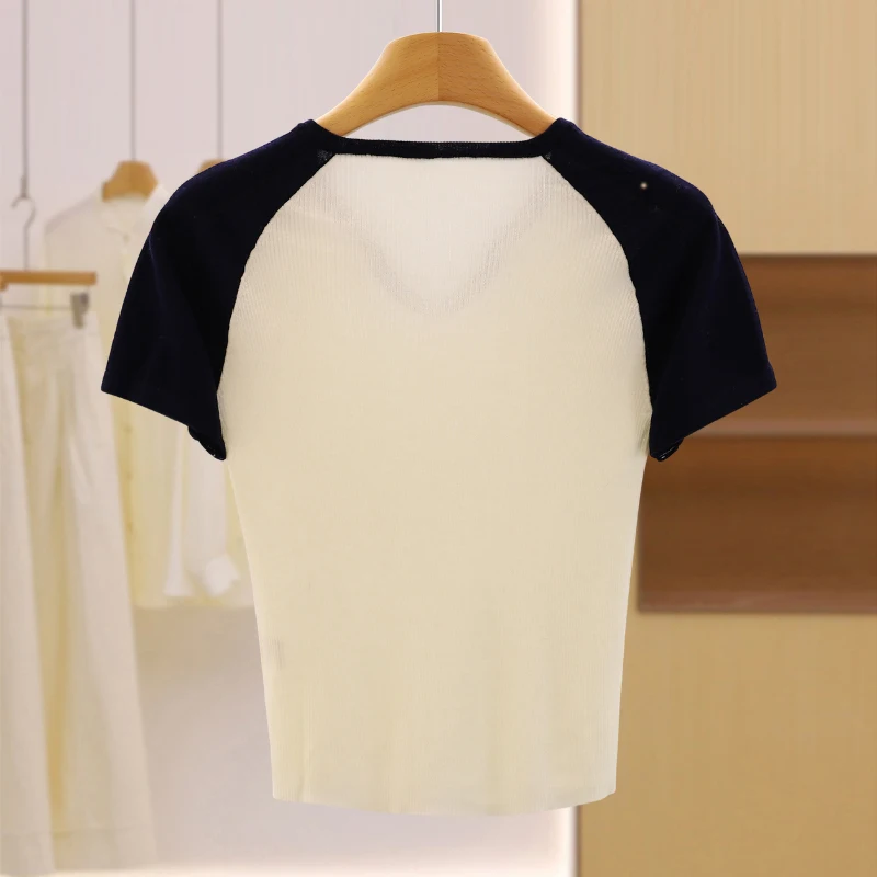 

Свободный цветной вязаный свитер Blo V Ne ort Sve Faionable Casual Sle Женский топ от Yao Autumn Collection