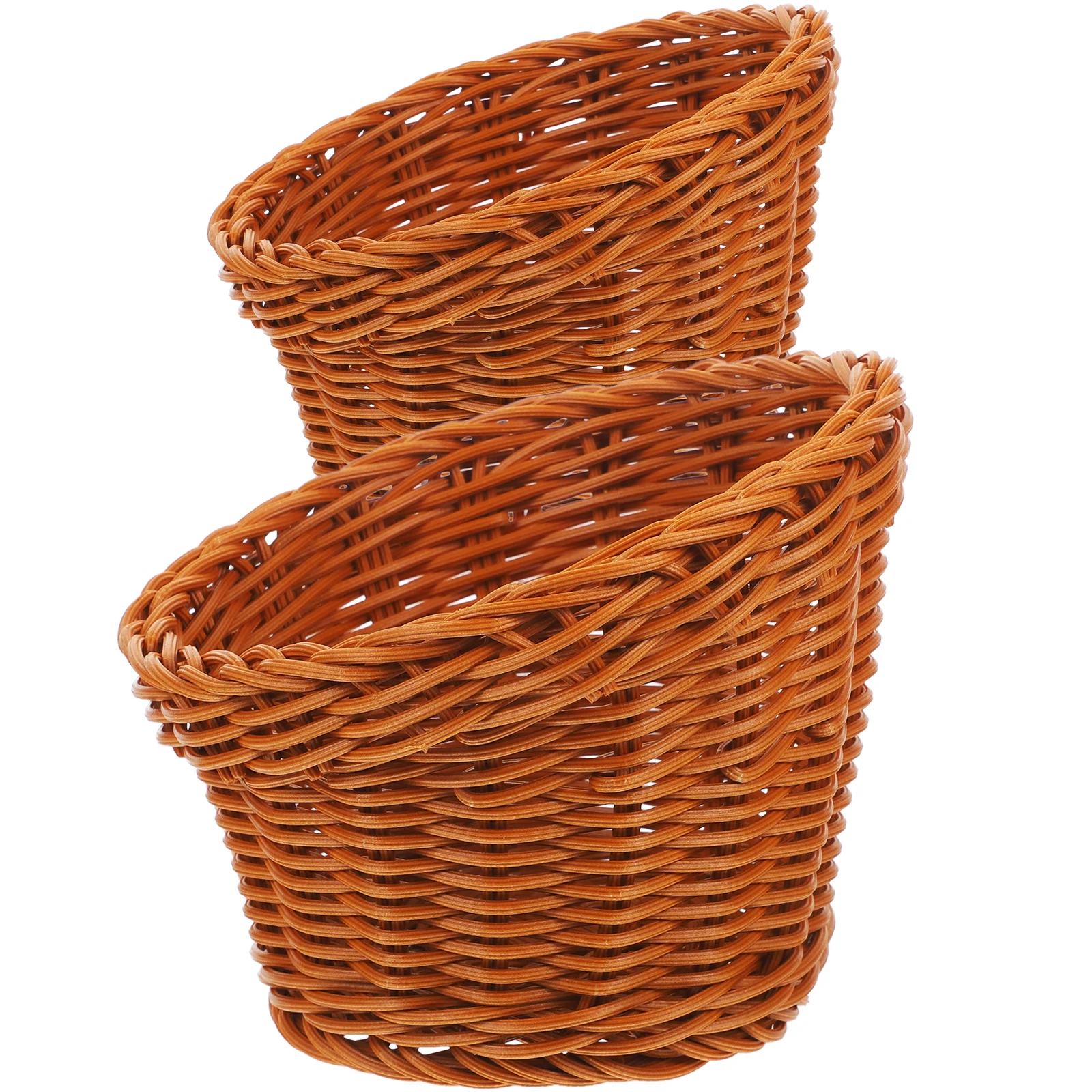 

2 Pcs Rattan Storage Basket Plastic Baskets Kitchen Container Bread Fruit Snacks Holder Dried Tray Housewares Food Store Office