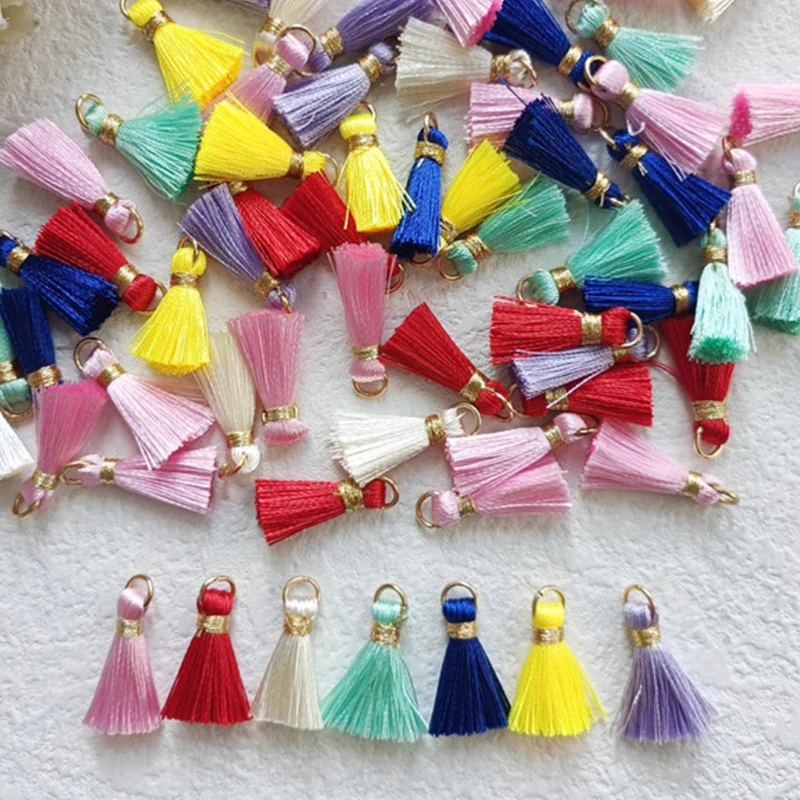 100/50Pcs 20mm Mini Metal Hanging Ring Tassel Trim Pendant DIY Craft Jewelry Handmade Earrings Decor Materials Fringe Trim