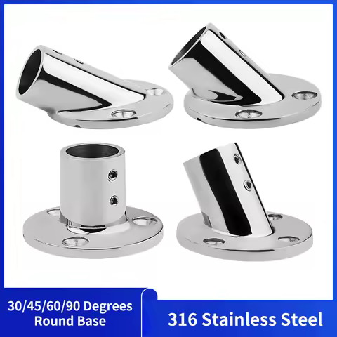 22mm Tube Pipe Marine 316 Stainless Steel Deck Handrail Rail Fitting Stanchion Round Base Mount Boat Accessories