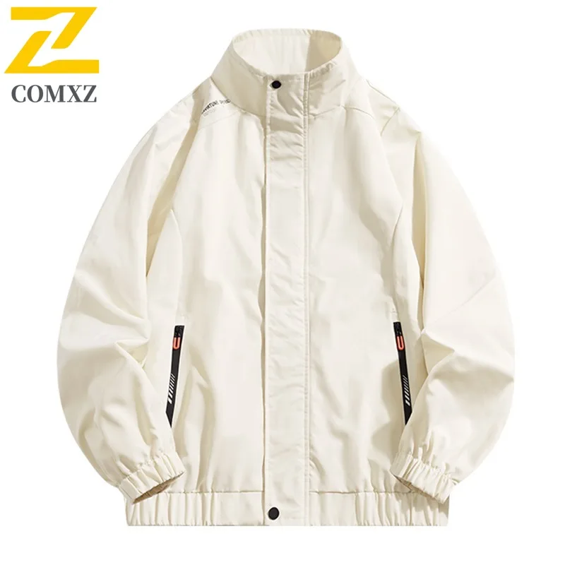 

COMXZ Мужская куртка с воротником-стойкой, износостойкая мотоциклетная куртка для кемпинга, уличная одежда, ветрозащитная осенняя одежда для путешествий