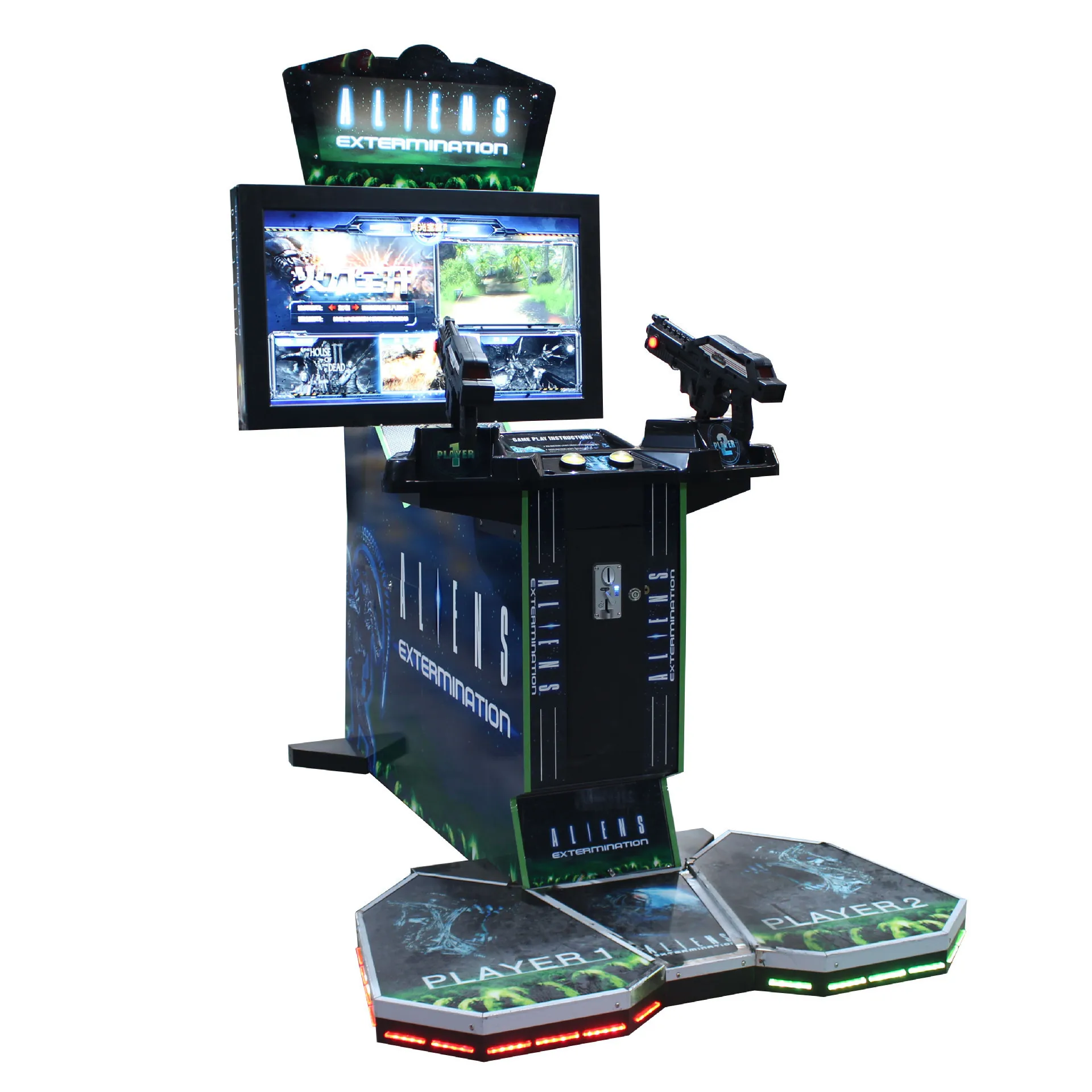 KU-1248 Three-In-One Full Firepower Simulator Shooting Machine Double Gun 2 Coin Operated English Entertainment