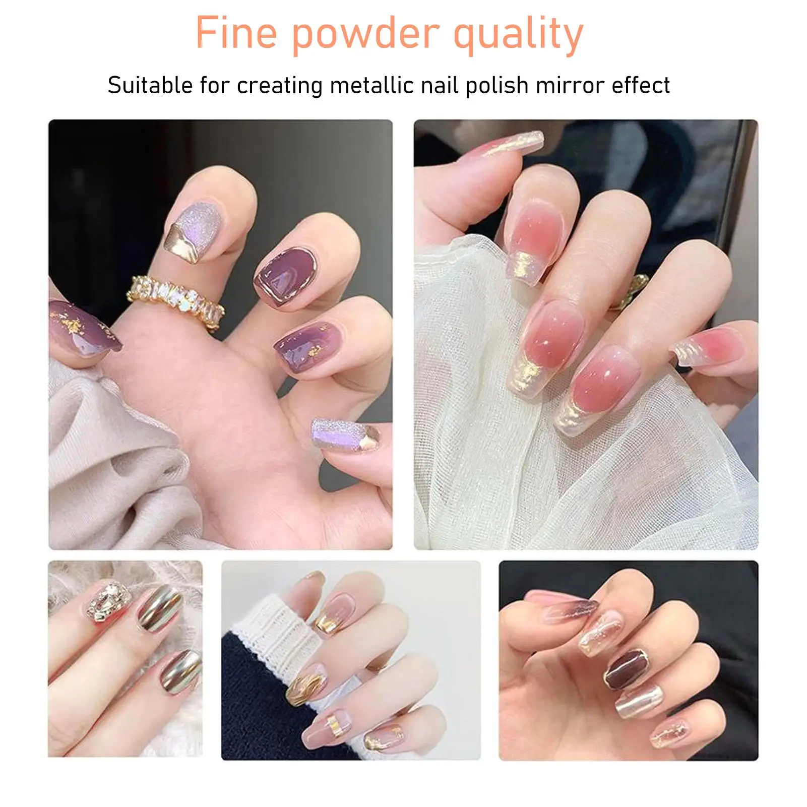 Multifuncional Pó de Unhas Espelho Portátil, Glitter Laser em Cores Misturadas, DIY Decoração de Unhas, Melhore a Sua Vida Diária