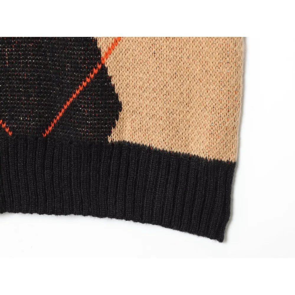 سترة متماسكة من CharmChant Argyle للنساء برقبة دائرية بدون أكمام سترة تريكو نسائية اتجاهات سترة خريف 2025 قماش محبوك