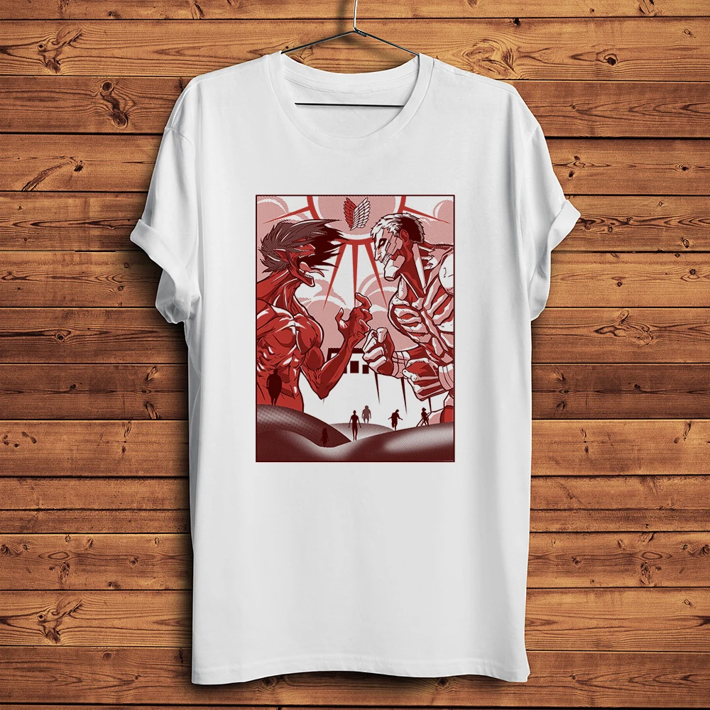 AOT All Titans Attack anime Funny manga T Shirt Men Daily Short Sleeve Casual TShirt Unisex Tee Shingeki No Kyojin