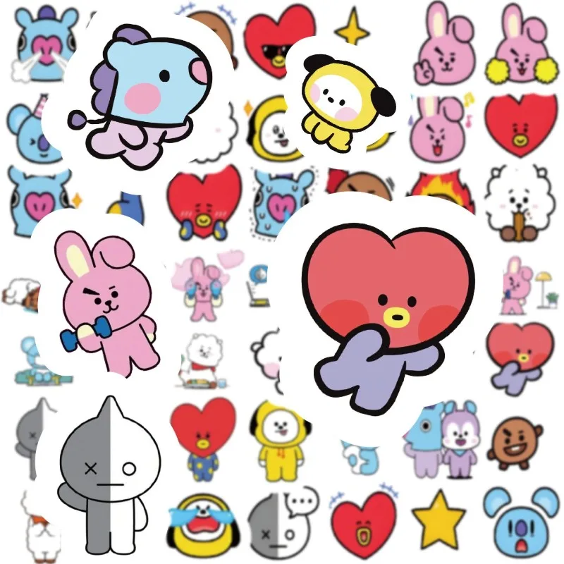 BT21 koya RJ tata Shooky Mang Chimmy Sticker High Color Value Cartoon Cute DIY Decorative Notebook Mobile Phone Shell Sticker view 6