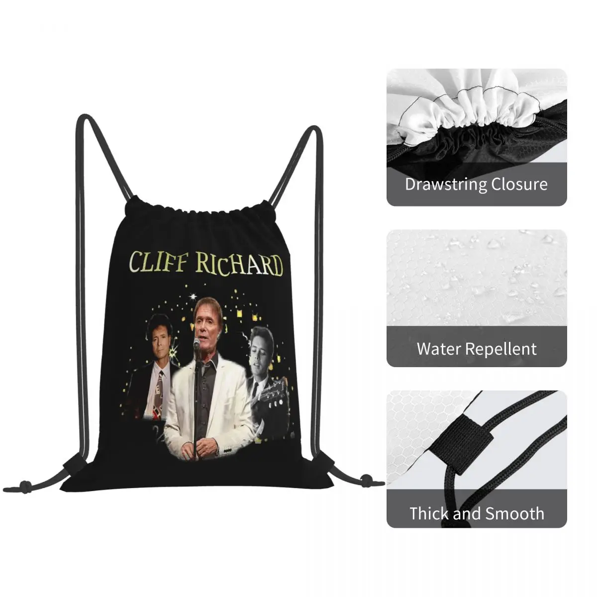 Bands Top Selling Cliff Richard Backpacks Fashion Drawstring Bundle Pocket Sports Bag Book Bags for Travel Students