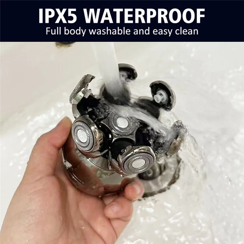 

Электрическая бритва для лысинок, 7D плавающий резак, триммер для бороды, водостойкий триммер для бритья, зарядка через USB