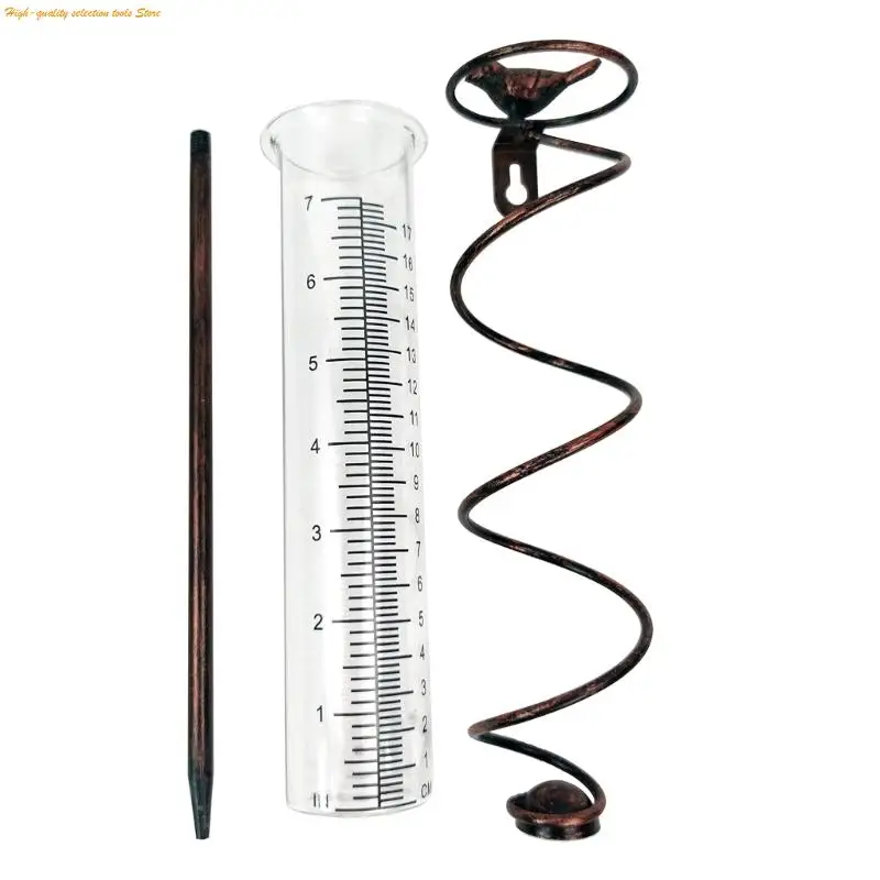 203F Easy To Read Rainfall Collector with H Shaped Base Adjustable Height Metal Poles for Garden Watering Optimization