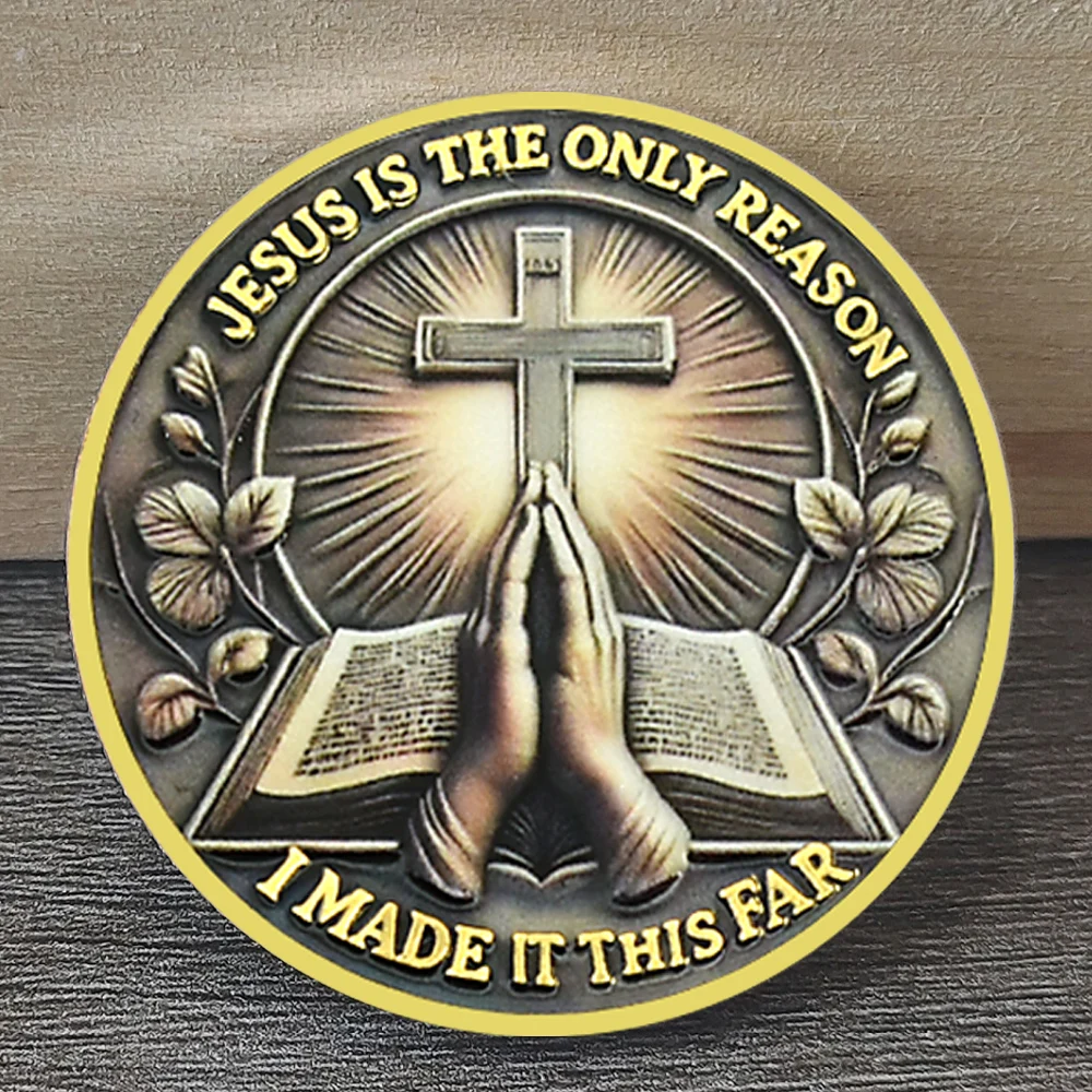 

Jesus cross Commemorative Coin I Made It This FAR Jesus Is The Only Reason Collectibles Gift