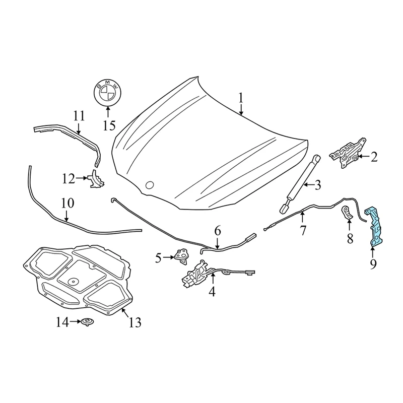 For BMW 540D XDRIVE 2018 Hood Release Handle Bracket 51237343390, 5123-7343390 Front Bumper Cover Bracket