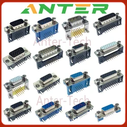 2 STKS DR15 DB15 vergulde D-SUB-pinnen, 2 rijen pinnen, 3 rijen pinnen, 15-pins vrouwelijke en mannelijke PCB VGA-montage socket connector