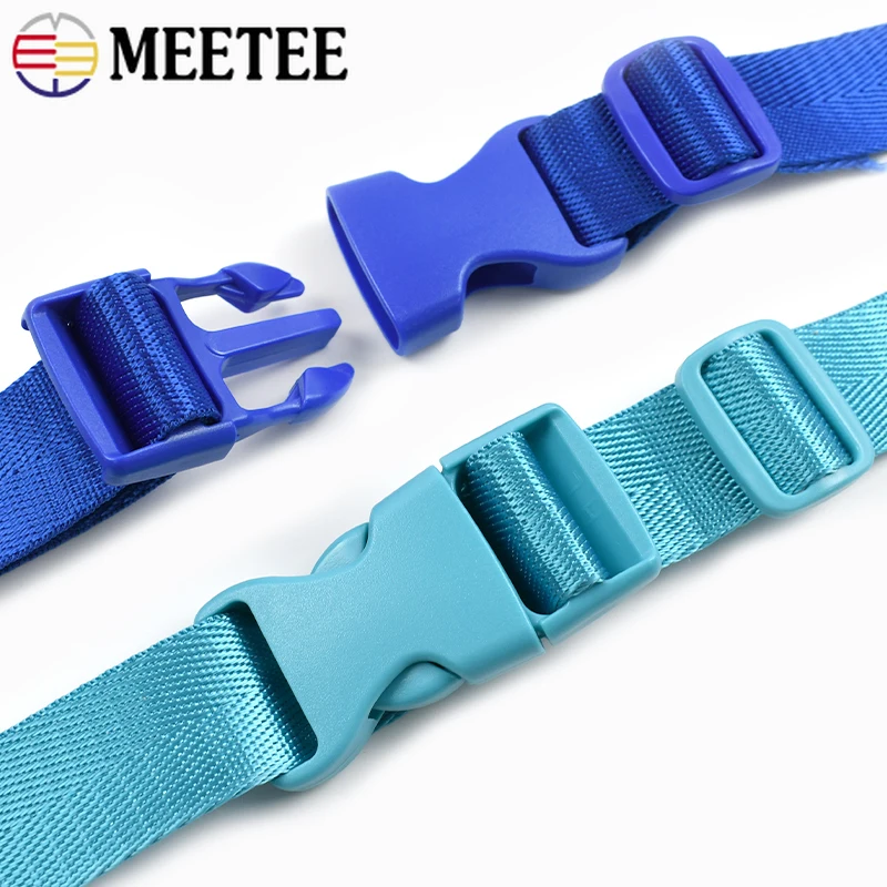 5-10Sets Meetee 15/20/25mm Plastic Release Buckle Closure Bag Strap Adjust Ring Clasp Webbing Tri-Glide Slider Hooks Accessories