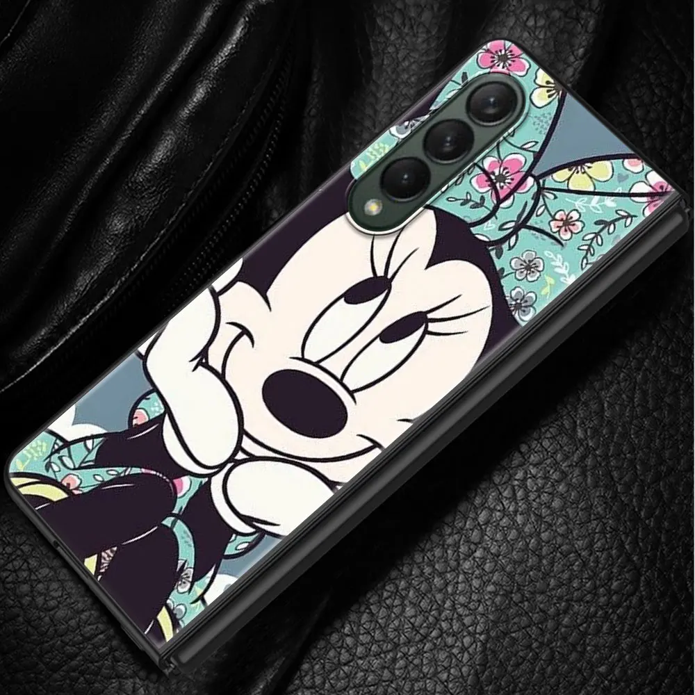 Minnie Mouse Case for Samsung Galaxy Z Fold4 ZFold4 Z Fold3 Z Fold5 ZFold6 5G Z Fold Black Hard PC Cover Cute Mickey Disney