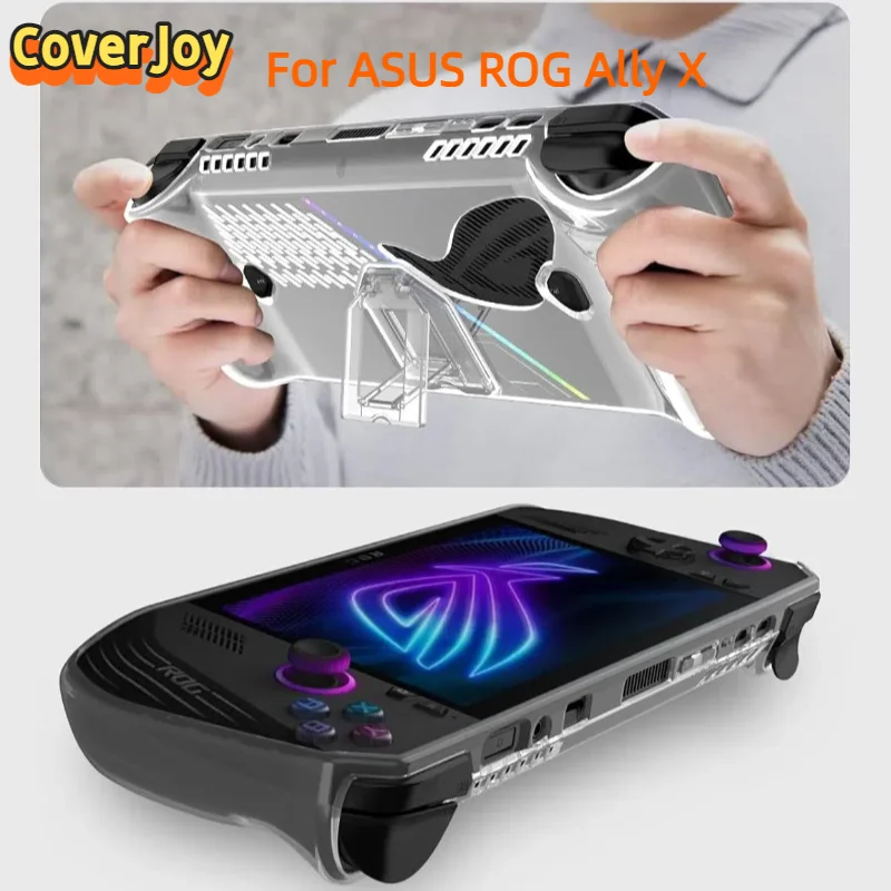 CoverJoy Clear TPU Case for ASUS ROG Ally X with Stand Full Body Protection Shockproof Anti Scratch Cover
