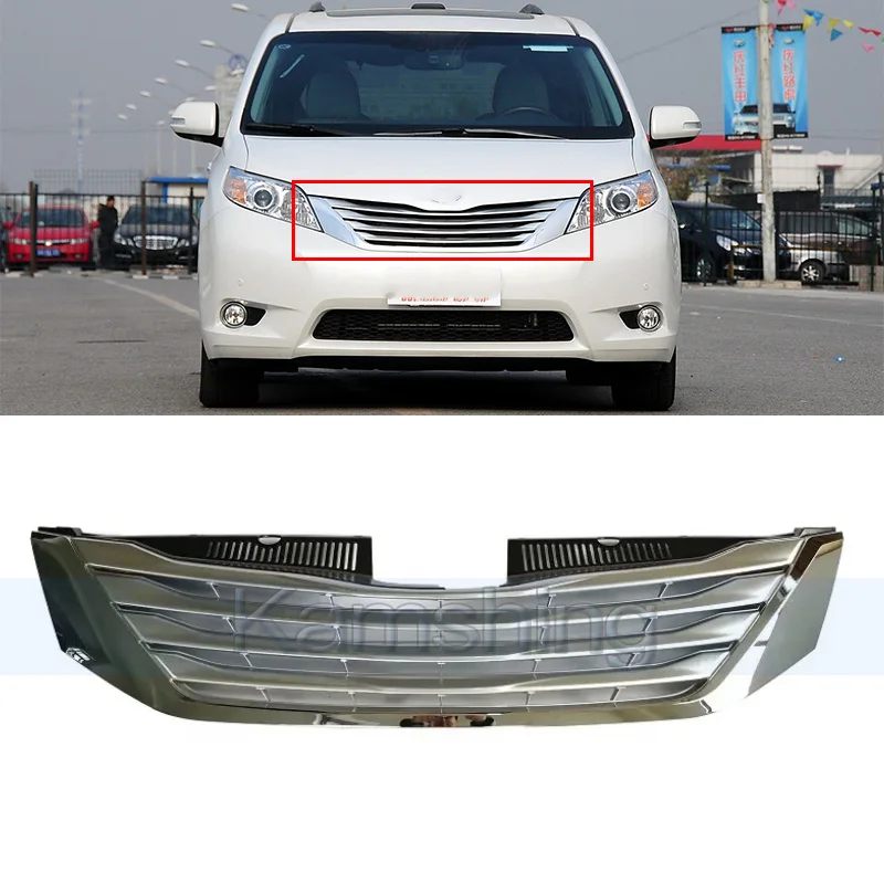 Kamshing przedni zderzak samochodowy maska grilla chłodnicy dla Toyota Sienna SE 2010-2017 grille wyścigowe