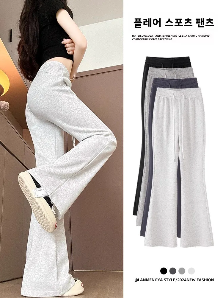 

Ay расклешенные брюки женские весенне-летние повседневные спортивные брюки с высокой талией микро-клеш утягивающие брюки-копыта